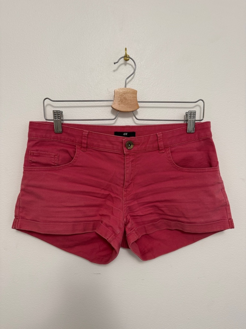 H&M Pink / Brick Red Denim Shorts